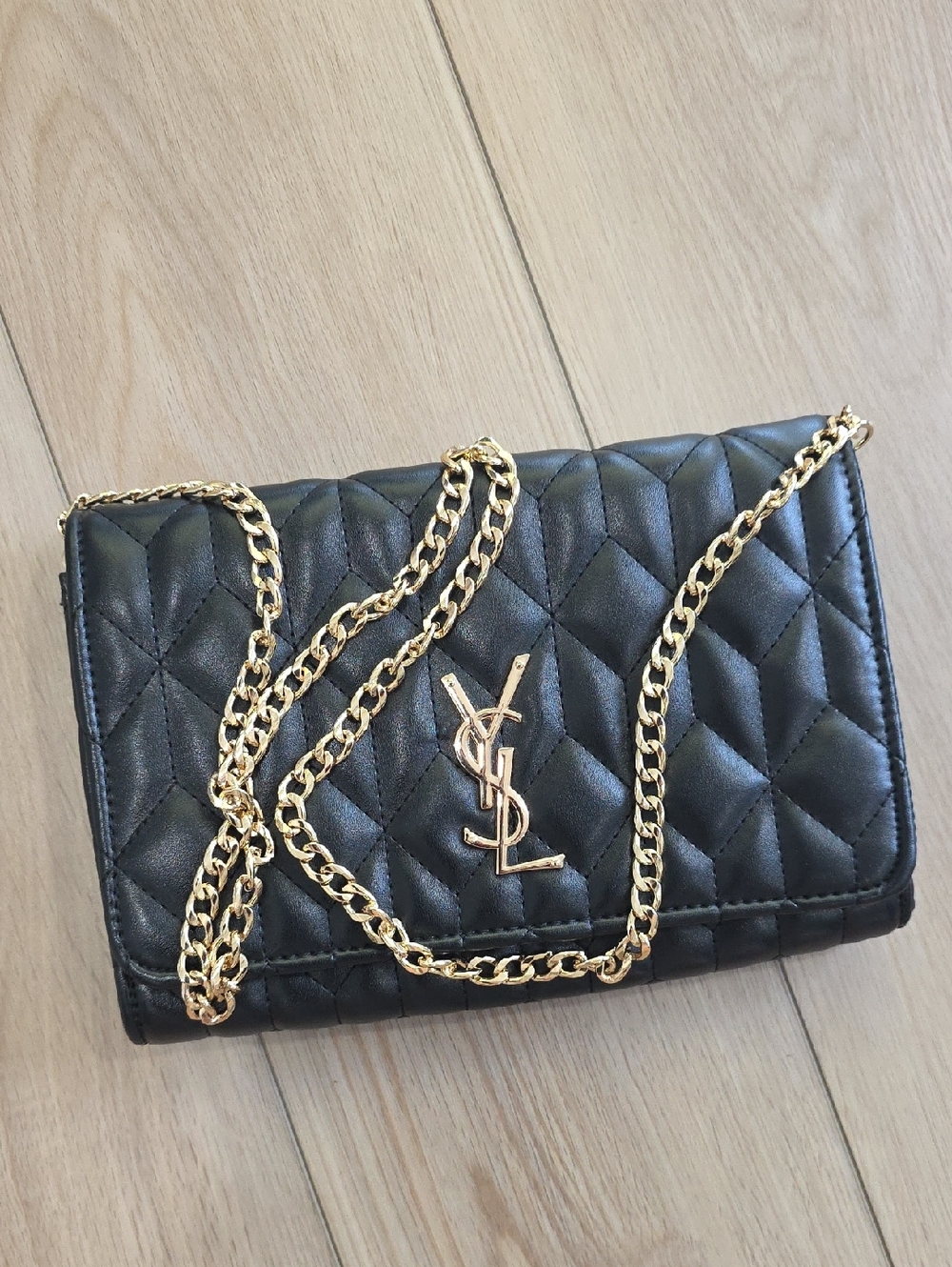 Yves Saint Laurent Black Quilted Leather Crossbody with Gold Chain - Picture 2 of 11